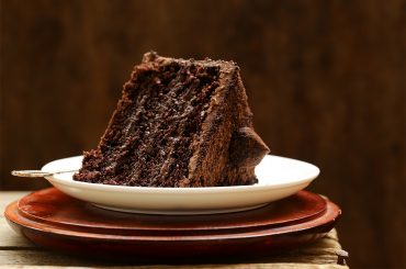 large piece of chocolate layer cake
